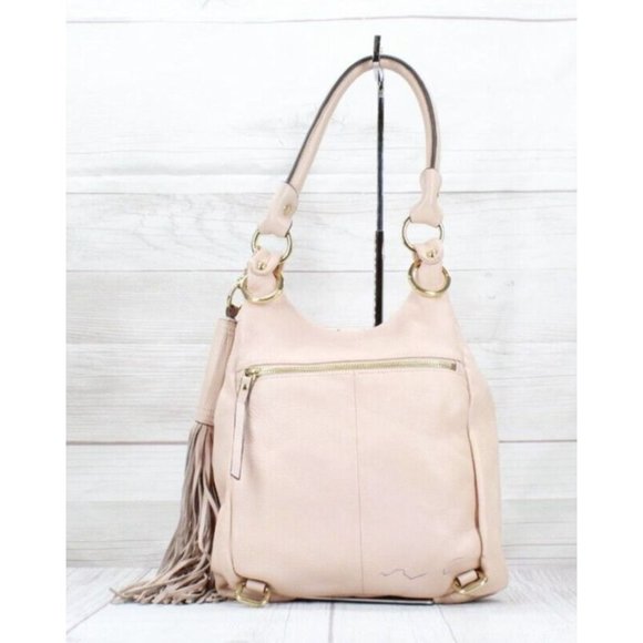 G.I.L.I. Pink Leather Convertible Backpack Purse Hobo Shoulder Bag - Picture 3 of 9